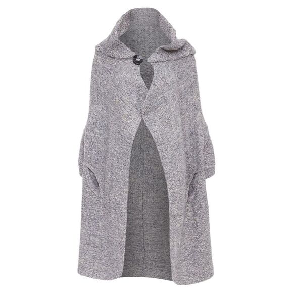 STELLA MCCARTNEY grey alpaca flax blend chunky knit hooded cardigan IT36 XXS